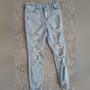 Distressed Light Blue American Eagle Women's Jeans